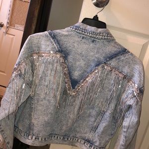 Sequin Fringe Denim Jacket